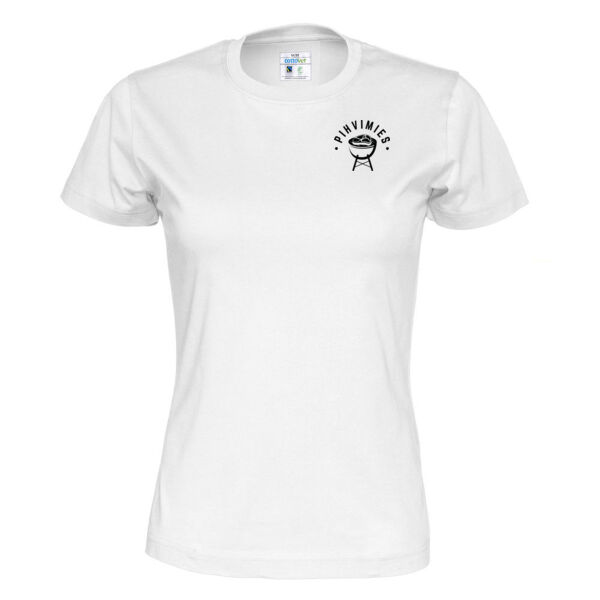 Pihvimies PREMIUM Naisten Valkoinen Luomu T-paita Logolla  Thumbnail