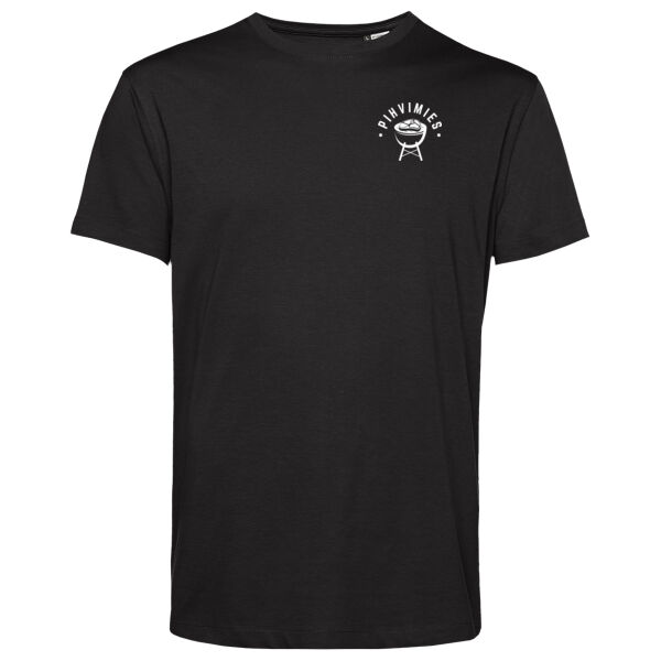 Pihvimies Unisex Luomu T-paita Valkoisella Logolla Thumbnail